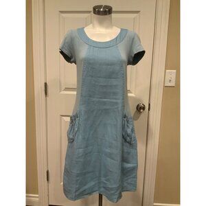 Blu No.9 Light Blue Linen Short Sleeve Dress, Size XS